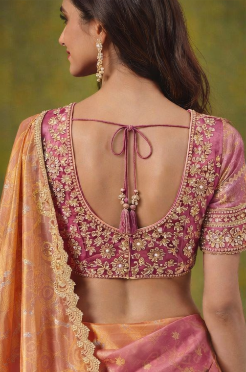 Mauve Pink Woven Designer Saree with Embellished Border