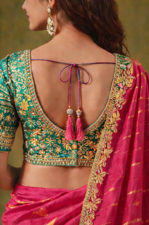 Rani Pink Designer Saree with Embroidered Border