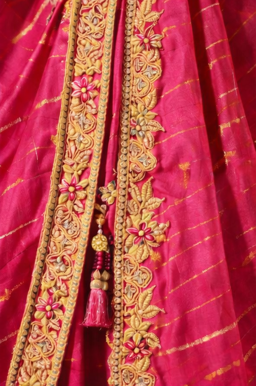 Rani Pink Designer Saree with Embroidered Border