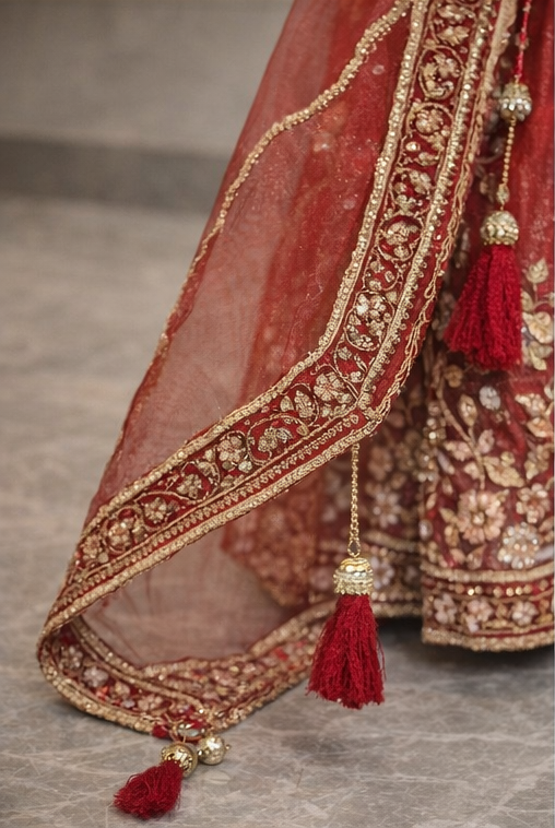 Red Embroidered Bridal Lehenga Set with Dupatta